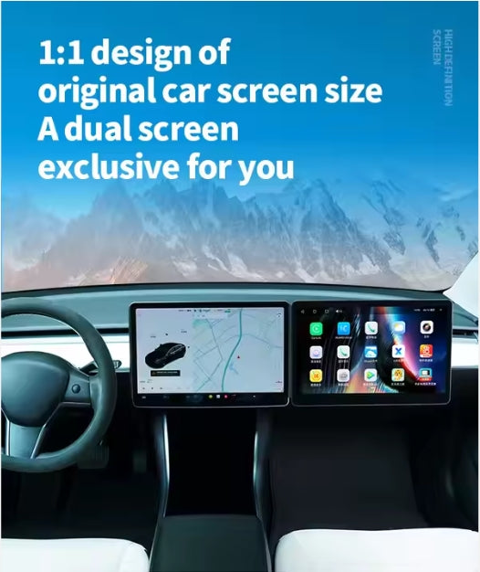Tesla Model 3/Y 15.6" 4K Wireless Co-Pilot Screen, Bluetooth CarPlay Touch Entertainment Display (2019–2024) شاشة ترفيه 15.6 بوصة 4K لتسلا موديل 3/واي – بلوتوث كار بلاي لاسلكي لمس للراكب الأمامي (2019–2024)