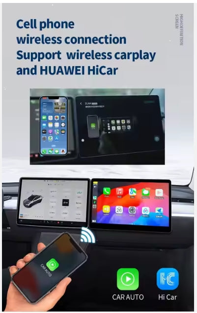 Tesla Model 3/Y 15.6" 4K Wireless Co-Pilot Screen, Bluetooth CarPlay Touch Entertainment Display (2019–2024) شاشة ترفيه 15.6 بوصة 4K لتسلا موديل 3/واي – بلوتوث كار بلاي لاسلكي لمس للراكب الأمامي (2019–2024)