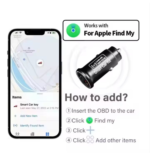 AP200 Mini Car GPS Tracker, Smart Charger, Anti-Lost Device, Find My App Compatible for iOS جهاز تتبع GPS للسيارة AP200 صغير الحجم, شاحن ذكي، مضاد للفقدان، متوافق مع تطبيق Find My لأجهزة iOS
