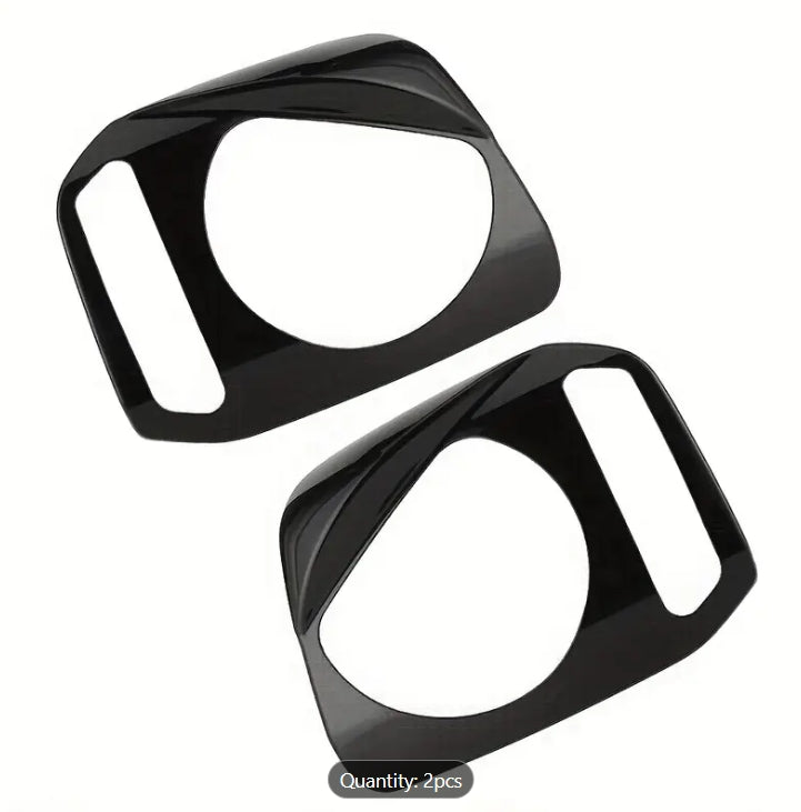 Alayjah, Black Headlight Cover Trim for Suzuki Jimny, 2PCS,2007–2017 Japanese Style, Durable & Easy Upgrade. غطاء أمامي أسود لواجهة المصابيح الأمامية (قطعتان) لسوزوكي جيمني 2007–2017  تصميم ياباني متين وسهل التركيب