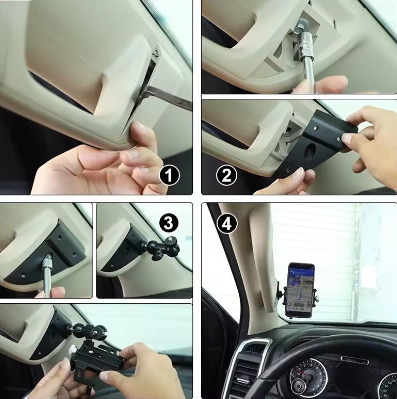 Alayjah, Bawa A-Pillar Grab Handle Phone Mount for Dodge Ram 2018–2024, 1-piece, Stable, Easy Access & No-Drill Install حامل جوال من على عمود لسيارات دودج رام 2018–2024 , ثابت، وصول سهل، بدون حفر