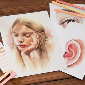 Brutfuner 16pcs Oil Colored Pencils, Portrait, Sketching & Adult Coloring Set with Smooth Shading & Blending أقلام تلوين زيتية 16 قطعة من Brutfuner, للرسم البورتريه، التظليل، التدرج والمزج