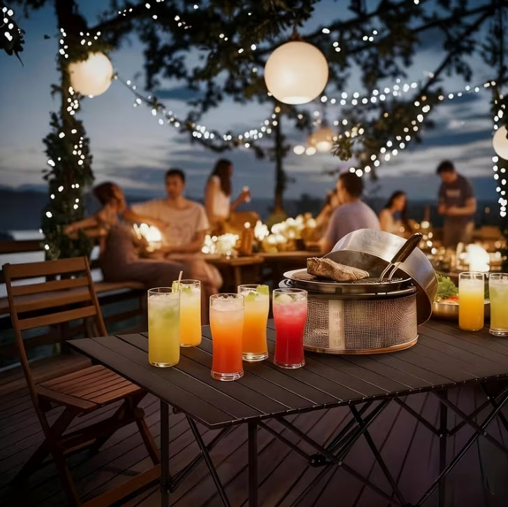 Portable Stainless Steel Folding Table – Heavy-Duty, Lightweight & Stable Outdoor Picnic and Camping Table طاولة قابلة للطي من الستانلس ستيل – متينة وخفيفة الوزن للاستخدام الخارجي في التخييم والرحلات والـBBQ