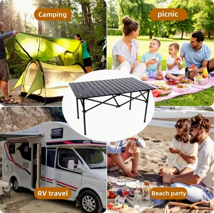 Portable Stainless Steel Folding Table – Heavy-Duty, Lightweight & Stable Outdoor Picnic and Camping Table طاولة قابلة للطي من الستانلس ستيل – متينة وخفيفة الوزن للاستخدام الخارجي في التخييم والرحلات والـBBQ