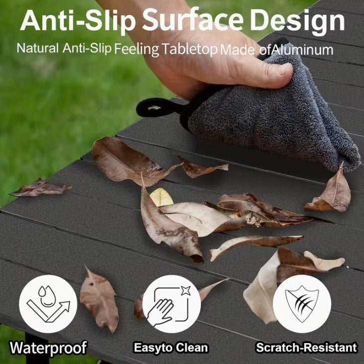 Portable Stainless Steel Folding Table – Heavy-Duty, Lightweight & Stable Outdoor Picnic and Camping Table طاولة قابلة للطي من الستانلس ستيل – متينة وخفيفة الوزن للاستخدام الخارجي في التخييم والرحلات والـBBQ