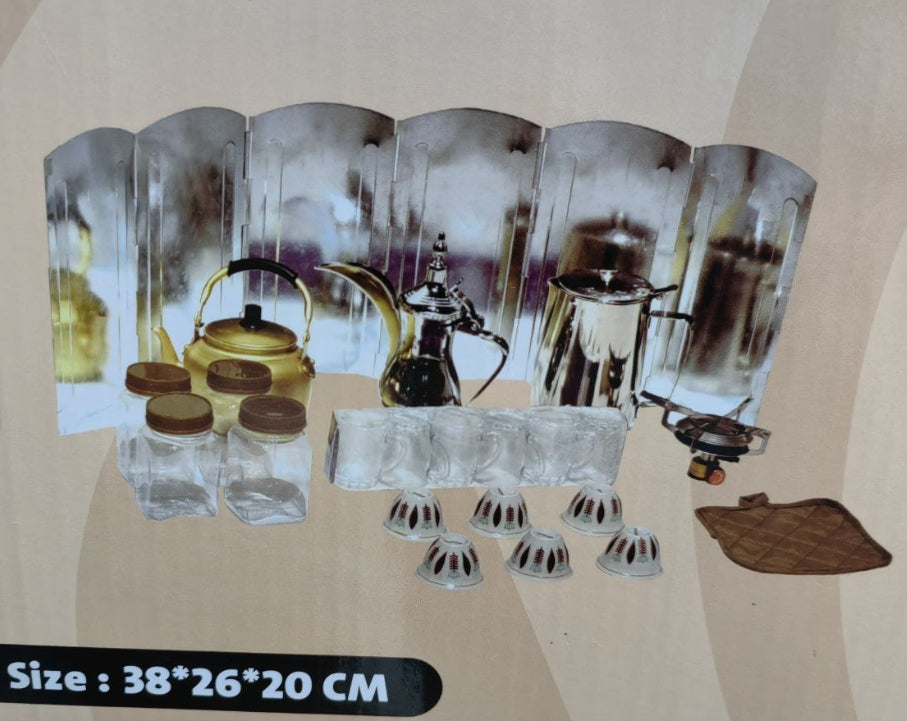 Portable Tea & Coffee Travel Bag Set – Compact Organizer for Outdoor Trips, Camping & Daily Use حقيبة شاي وقهوة محمولة – منظم مدمج للرحلات والتخييم والاستخدام اليومي