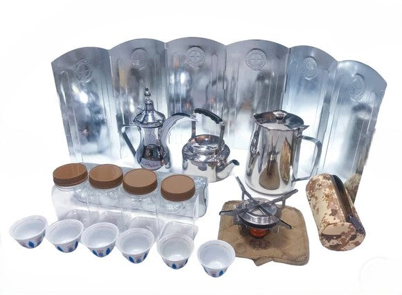 Portable Tea & Coffee Travel Bag Set – Compact Organizer for Outdoor Trips, Camping & Daily Use حقيبة شاي وقهوة محمولة – منظم مدمج للرحلات والتخييم والاستخدام اليومي