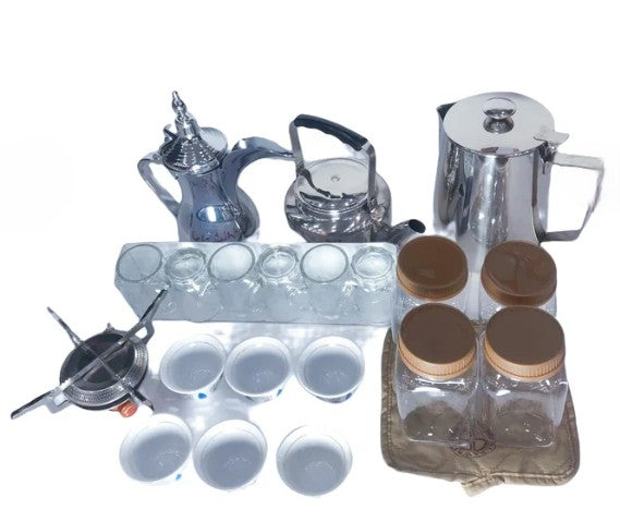 Portable Tea & Coffee Travel Bag Set – Compact Organizer for Outdoor Trips, Camping & Daily Use حقيبة شاي وقهوة محمولة – منظم مدمج للرحلات والتخييم والاستخدام اليومي