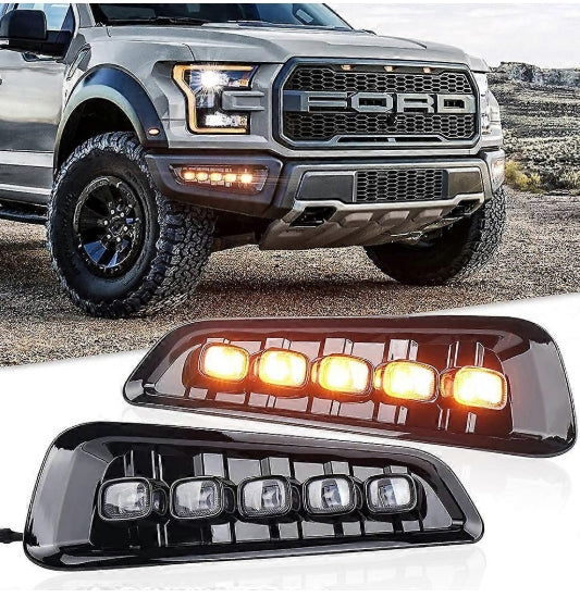 New Ford Raptor 2017–2020 Daytime Running Light Pair – Driver & Passenger Side (Set )مجموعة إضاءة نهارية جديدة لفورد رابتر 2017–2020 – جهة السائق والراكب