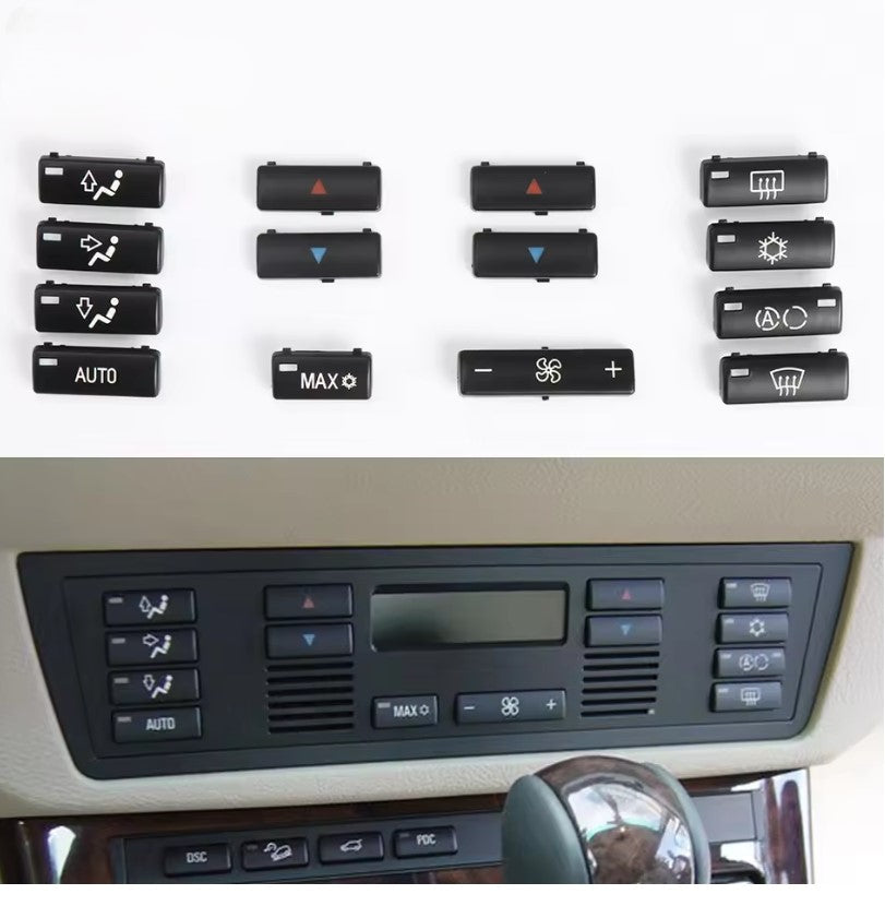 BMW E39 E53 Climate Control Button Cover Set , AC Switch Key Replacement for 5 Series, X5 غطاء أزرار وحدة التحكم في التكييف لبي إم دبليو E39 وE53, بديل مفاتيح AC لسلسلة 5 وX5