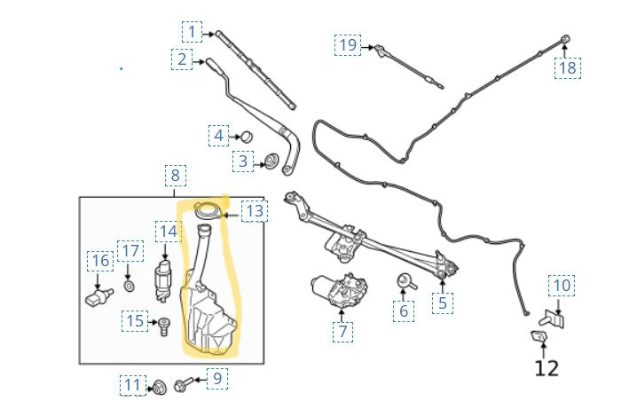 Used Ford Mustang 2018-2022 Washer Water Tank – Windshield Reservoir,  خزان مياه المساحات مستعمل لفورد موستانج 2018–2022 – خزان الزجاج الأمامي