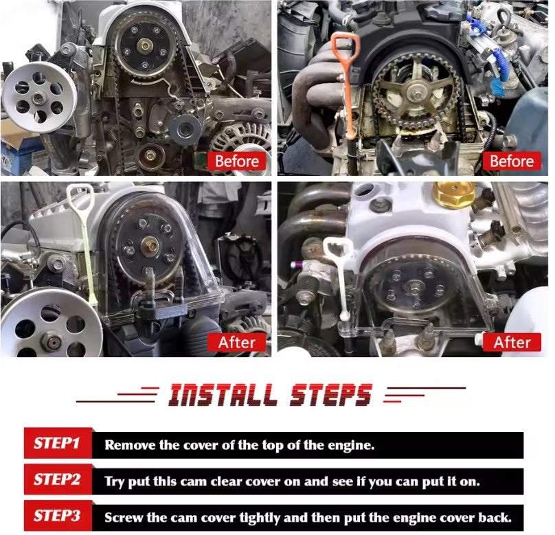 Alayjah, VR-Clear Timing Belt Cover for Honda Civic 96-00 EK EG D15 D16, Turbo Cam Pulley Protection | VR6337 غطاء شفاف لتوقيت سير الكام + بكرة كامة تيربو لهوندا سيفيك 1996-2000 EK EG D15 D16 – حماية عالية | VR6337