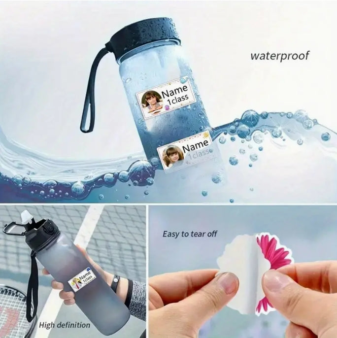 52/104pcs Customizable Cute Avatar Stickers, Personalize Name & Text, 4cm Rectangular Stickers for Planners, Cups, DIY Decorations  52/104 قطعة من الملصقات الشخصية للصور الرمزية, تخصيص الاسم والنص، ملصقات مستطيلة 4 سم للتخطيط، الأكواب، وزينة DIY