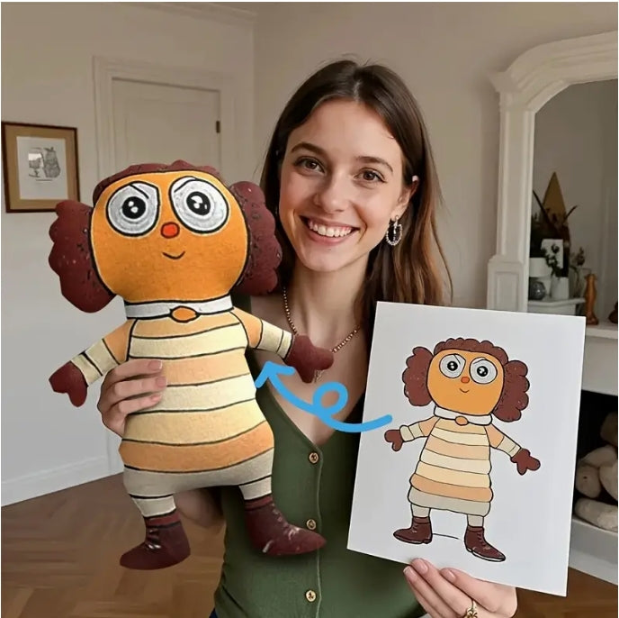 Plush Pillow Personalized for Your Child Drawing حول رسومات طفلك لدمية