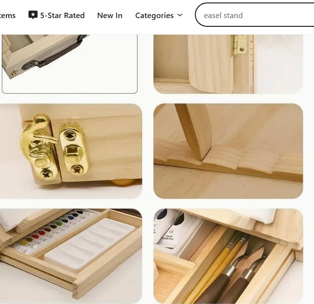 Portable Wooden Desktop Easel Set, Adjustable Canvas Holder with Paintbrushes for Adult Artists  حامل قابل للتعديل مع فراشي رسم للفنانين الكبار