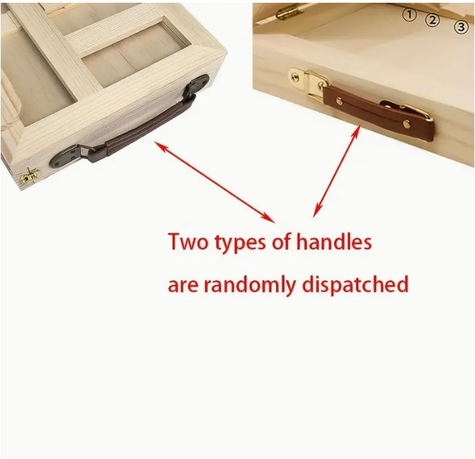 Portable Wooden Desktop Easel Set, Adjustable Canvas Holder with Paintbrushes for Adult Artists  حامل قابل للتعديل مع فراشي رسم للفنانين الكبار