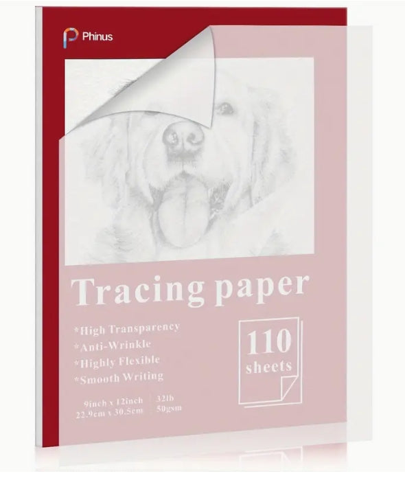 Joyberg Tracing Paper Pad, 110 Sheets, 22.86x30.48 cm, Transparent & Flexible Paper for Sketching, Drafting & Overlay Artwork دفتر ورق شفاف جويبيرج, 110 ورقة، 22.86×30.48 سم، ورق عالي الشفافية ومرن للرسم التخطيطي والتصاميم والرسومات التراكبية