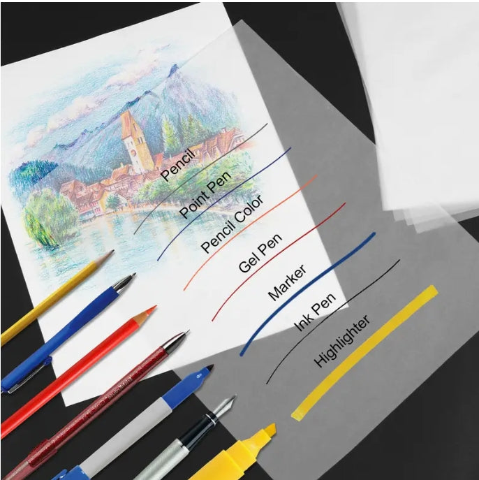 Joyberg Tracing Paper Pad, 110 Sheets, 22.86x30.48 cm, Transparent & Flexible Paper for Sketching, Drafting & Overlay Artwork دفتر ورق شفاف جويبيرج, 110 ورقة، 22.86×30.48 سم، ورق عالي الشفافية ومرن للرسم التخطيطي والتصاميم والرسومات التراكبية