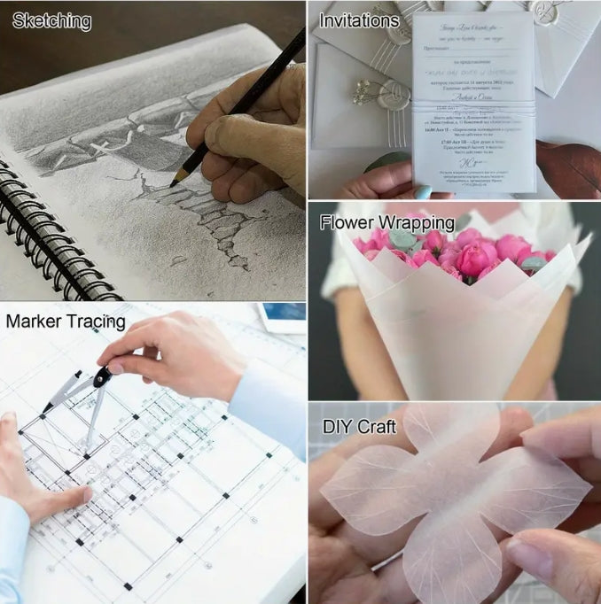Joyberg Tracing Paper Pad, 110 Sheets, 22.86x30.48 cm, Transparent & Flexible Paper for Sketching, Drafting & Overlay Artwork دفتر ورق شفاف جويبيرج, 110 ورقة، 22.86×30.48 سم، ورق عالي الشفافية ومرن للرسم التخطيطي والتصاميم والرسومات التراكبية