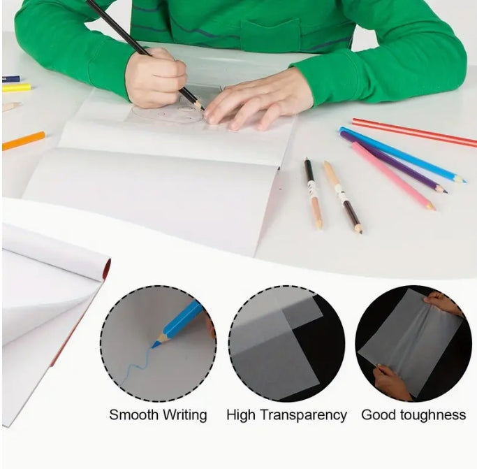 Joyberg Tracing Paper Pad, 110 Sheets, 22.86x30.48 cm, Transparent & Flexible Paper for Sketching, Drafting & Overlay Artwork دفتر ورق شفاف جويبيرج, 110 ورقة، 22.86×30.48 سم، ورق عالي الشفافية ومرن للرسم التخطيطي والتصاميم والرسومات التراكبية