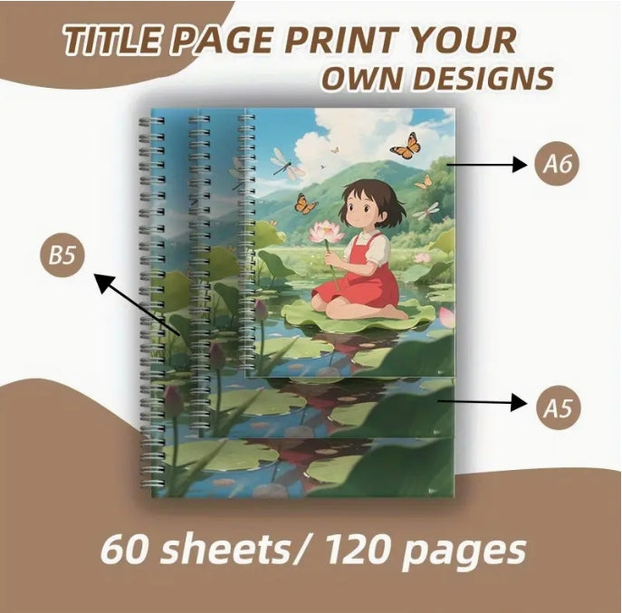 Personalized Custom Notebook, Upload Cover, Lined Pages, Spiral Bound, A5/B5/A6 دفتر مخصص شخصي, رفع صورة الغلاف، صفحات مسطرة، حلزوني، مقاسات A5/B5/A6