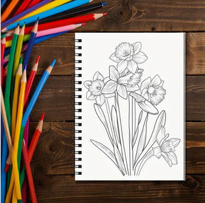 Adult Flower Coloring Book, 22 Floral Designs, Relaxation & Creativity, Spiral Bound, High-Quality Pages كتاب تلوين للكبار, 22 تصميم زهري، للاسترخاء والإبداع، تجليد حلزوني، صفحات عالية الجودة