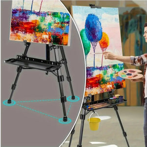 Adjustable Metal Easel, Portable 3-Leg Stand for Canvas & Tabletop Painting, 55.88–154.94 cm, Carry Bag Included حامل رسم معدني قابل للتعديل, قاعدة ثلاثية الأرجل للرسم على اللوحات والطاولات، 55.88–154.94 سم، مع حقيبة حمل