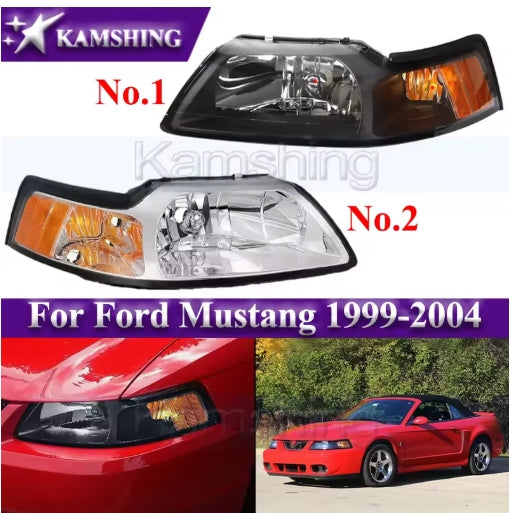 Kamshing Front Bumper Top Pair, For Ford Mustang 1999–2004, Durable Headlight Cover Replacement كامشين زوج غطاء صدام أمامي علوي, لفورد موستانج 1999–2004، بديل متين لغطاء المصابيح