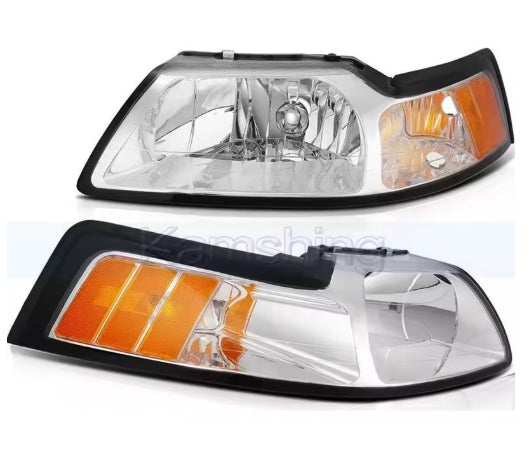 Kamshing Front Bumper Top Pair, For Ford Mustang 1999–2004, Durable Headlight Cover Replacement كامشين زوج غطاء صدام أمامي علوي, لفورد موستانج 1999–2004، بديل متين لغطاء المصابيح