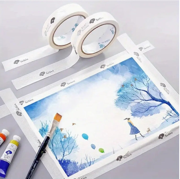 Artist’s Masking Tape, 2 Rolls, 20m, Traceless & Water-Soluble for Watercolor, Oil & Acrylic شريط لاصق للفنانين 2, لفة، 20 متر، بدون أثر وقابل للذوبان بالماء للألوان المائية والزيتية والأكريليك