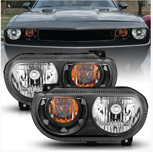 New Dodge Challenger 3rd generation 2008-2014 Headlight Assembly  – Driver & Passenger Sideمصابيح أمامية جديدة دودج تشالنجر الجيل الثالث 2008–2014 (يمين ويسار)