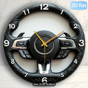 Alayjah, Car Wheel Hub Wall Clock,1 pc, Silent Round Glass Clock, Car-Themed Decor & Gift ساعة حائط بتصميم جنط سيارة من, زجاجية دائرية بصوت صامت، ديكور وهديّة لمحبي السيارات