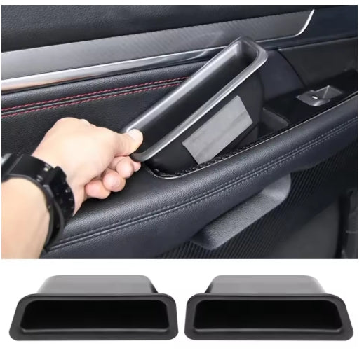 2PCS Side Door Handle Inner Armrest Pocket – Phone Storage Box Cover, Interior Organizer Accessories for Ford Mustang 2015–2021  جيب تخزين داخلي لمقبض باب السيارة – منظم لفورد موستانج 2015–2021