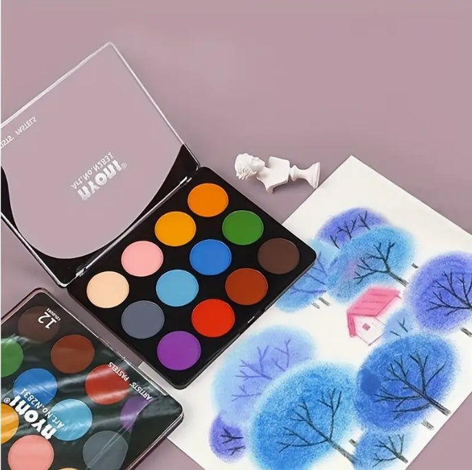 Superfine Carbon Powder with Rod & Sponge, Water-Soluble Graphite for Sketching & Shading بودرة بان باستيل بافائقة النعومة مع أداة خلط وإسفنجة, جرافيت قابل للذوبان في الماء للرسم والتظليل