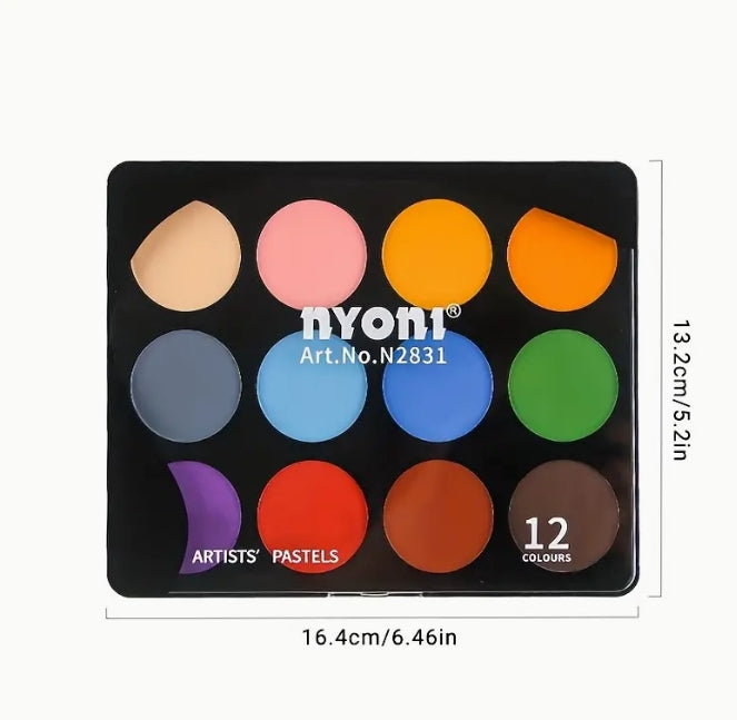 Superfine Carbon Powder with Rod & Sponge, Water-Soluble Graphite for Sketching & Shading بودرة بان باستيل بافائقة النعومة مع أداة خلط وإسفنجة, جرافيت قابل للذوبان في الماء للرسم والتظليل