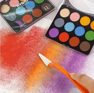 Superfine Carbon Powder with Rod & Sponge, Water-Soluble Graphite for Sketching & Shading بودرة بان باستيل بافائقة النعومة مع أداة خلط وإسفنجة, جرافيت قابل للذوبان في الماء للرسم والتظليل