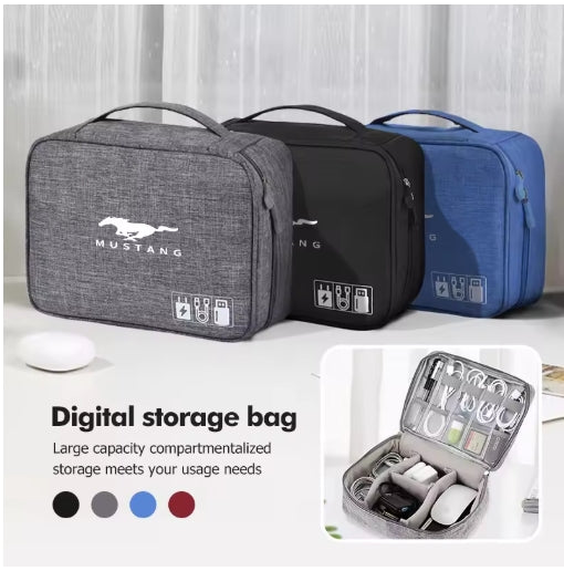 Waterproof Electronic Accessory Organizer Bag, Portable Storage for Ford Mustang, Fiesta, Kuga, Edge, Mondeo, Fusion, Explorer, GT حقيبة تخزين مضادة للماء للإكسسوارات الإلكترونية – منظم محمول لفورد موستانج، فييستا، كوجا، إيدج، مونديو، فيوجن، إكسبلورر، GT