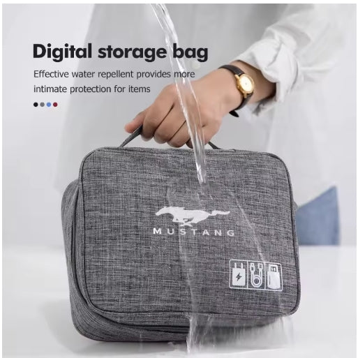 Waterproof Electronic Accessory Organizer Bag, Portable Storage for Ford Mustang, Fiesta, Kuga, Edge, Mondeo, Fusion, Explorer, GT حقيبة تخزين مضادة للماء للإكسسوارات الإلكترونية – منظم محمول لفورد موستانج، فييستا، كوجا، إيدج، مونديو، فيوجن، إكسبلورر، GT