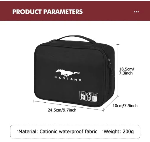 Waterproof Electronic Accessory Organizer Bag, Portable Storage for Ford Mustang, Fiesta, Kuga, Edge, Mondeo, Fusion, Explorer, GT حقيبة تخزين مضادة للماء للإكسسوارات الإلكترونية – منظم محمول لفورد موستانج، فييستا، كوجا، إيدج، مونديو، فيوجن، إكسبلورر، GT