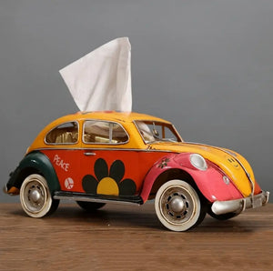 Retro Bus Tissue Box, Metal Car Design, Magnetic Closure, Home & Car Décor علبة مناديل حافلة كلاسيكية, تصميم معدني بلمسة رجعية، إغلاق مغناطيسي، ديكور للمنزل والسيارة