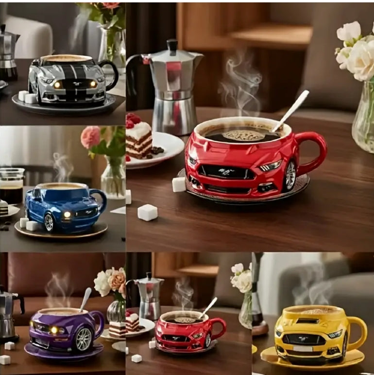 Handcrafted Car Shaped Coffee Mug,  كوب قهوة يدوي الصنع  تصميم رياضي