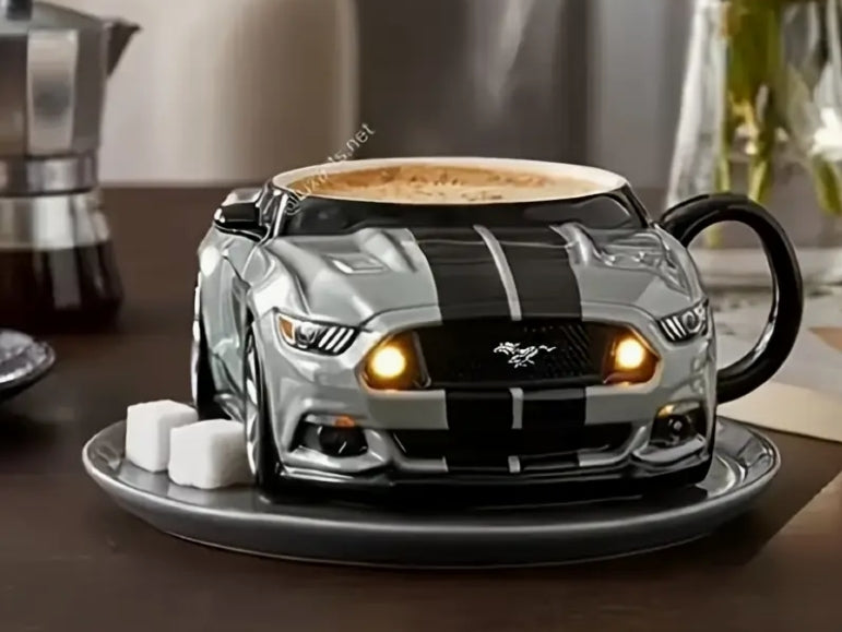 Handcrafted Car Shaped Coffee Mug,  كوب قهوة يدوي الصنع  تصميم رياضي