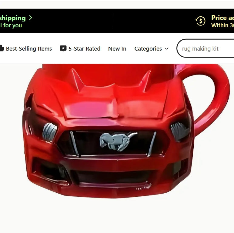 Handcrafted Car Shaped Coffee Mug,  كوب قهوة يدوي الصنع  تصميم رياضي
