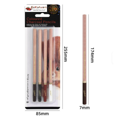 Alayjah, Customized 3-Color Professional Charcoal Pencils,  3 Pcs,Pencil Set for Sketching, Drawing & Coloring ألَيْجا، أقلام فحم احترافية بثلاثة ألوان مخصصة،  3 قطع