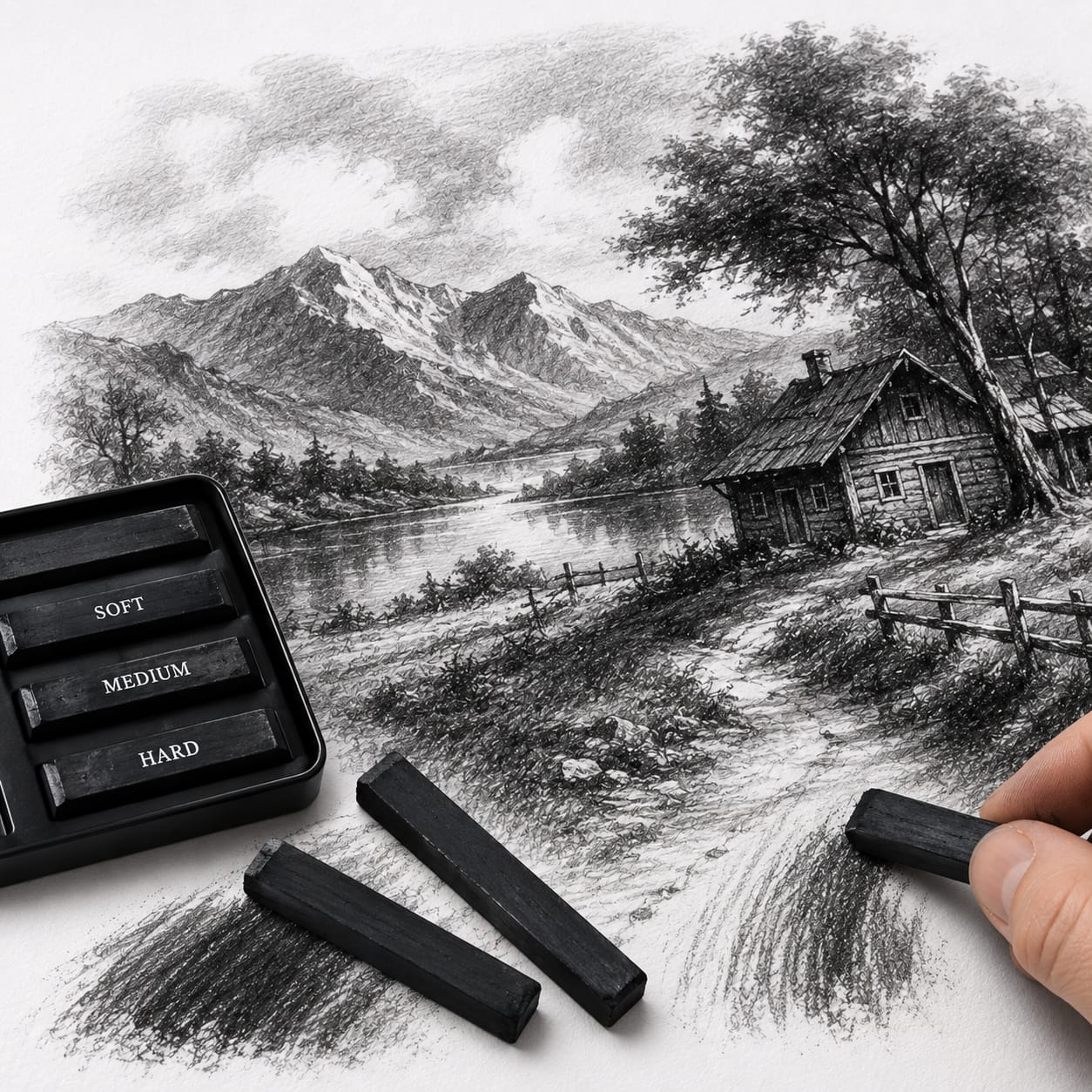 Alayjah, 12-Piece Mini Portable Art Set, Sketching, Pastel & Charcoal Pencil Kit for Travel & On-the-Go Creativity،   طقم أقلام رسم وباستيل وفحم مثالي للسفر والإبداع أثناء التنقل