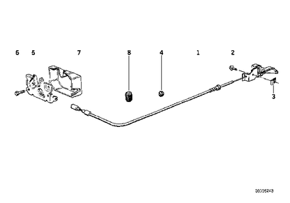 Refrance Templet Page Used BMW E30 51231884281 Engine Hood Mechanism سلك قفل الكبوت المكينة المحرك البونيت
