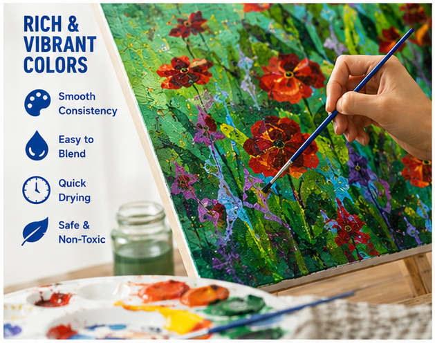 Alayjah, 36-Color Acrylic Paint (35ml Each) with 6 Paint Brushes , Complete Painting & Drawing Tools for Creative Artists 20100180 6 (Special Prices for Sellers اسعار خاصة للتجار )