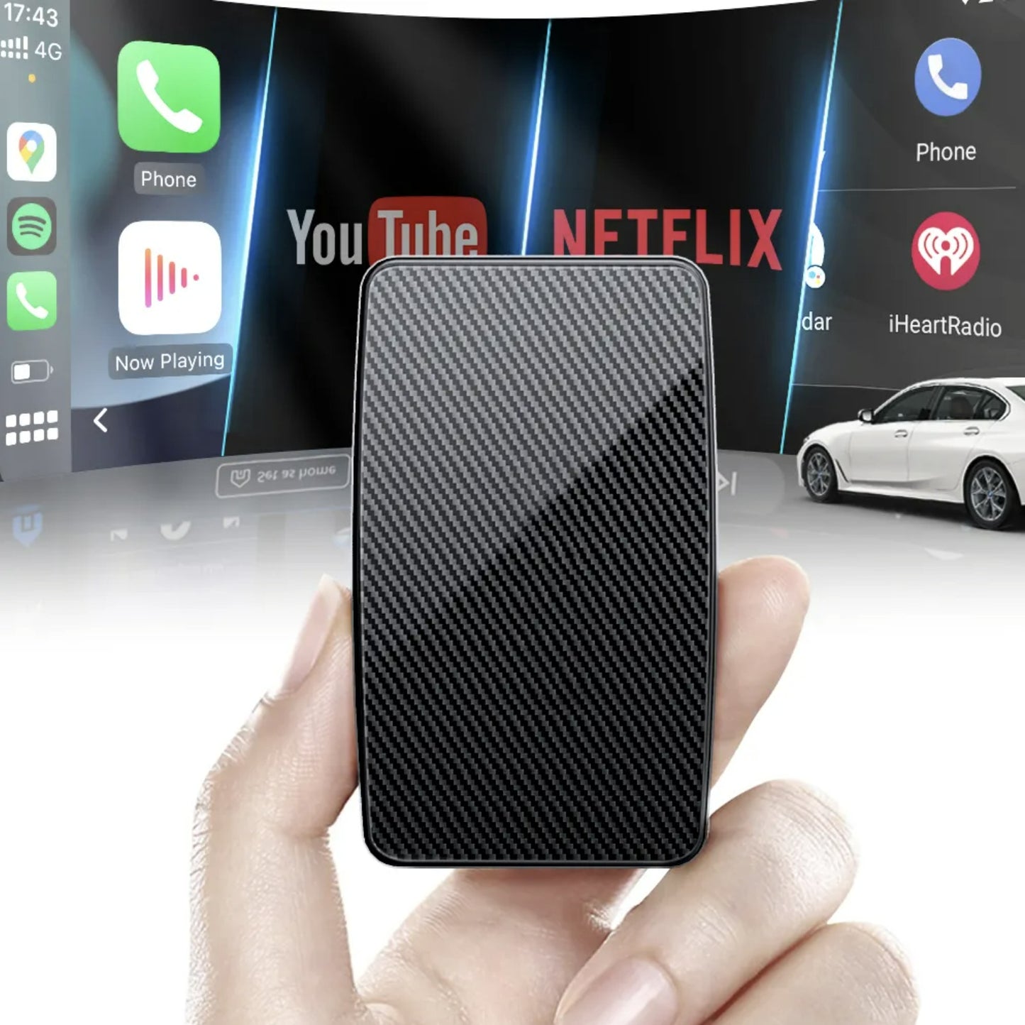 1 Year Warranty Carplay Wireless Adapter with Youtube and Netflex ضمان سنة مشغل كاربلاي بدون اسلاك مع تشغيل برامج ويوتيوب ونتفلكس