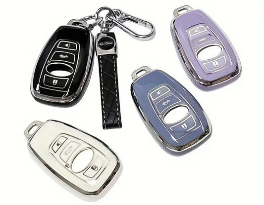 Key Cover With Keychain compatible with Subaru Forester Outback Ascent Crosstrek BRZ Impreza STI Legacy WRX عطاء مفتاح سوبارو فورست اوتباك امبريزا