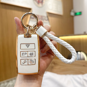 Car Key Cover+keychain  Range Rover Accessories Evoque Accessories, Velar Accessories, Discovery Accessoires , JAGUAR Acessories E-Pace Accessoires (2018-2023 Models)                       حاملة مفاتيح  + غطاء مفتاح السيارة رنج روفر ايفوك ديسكفري جاكور